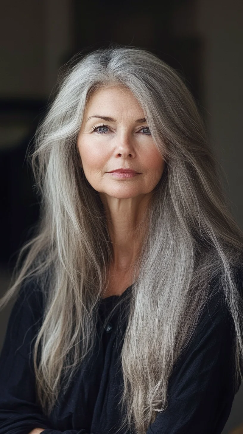 Embrace Elegance: Long, Silvery Tresses That Radiate Confidence