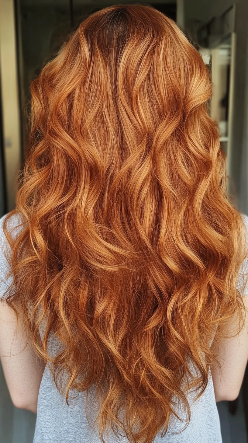 Embrace Radiance: Lush, Wavy Copper Locks for Effortless Elegance