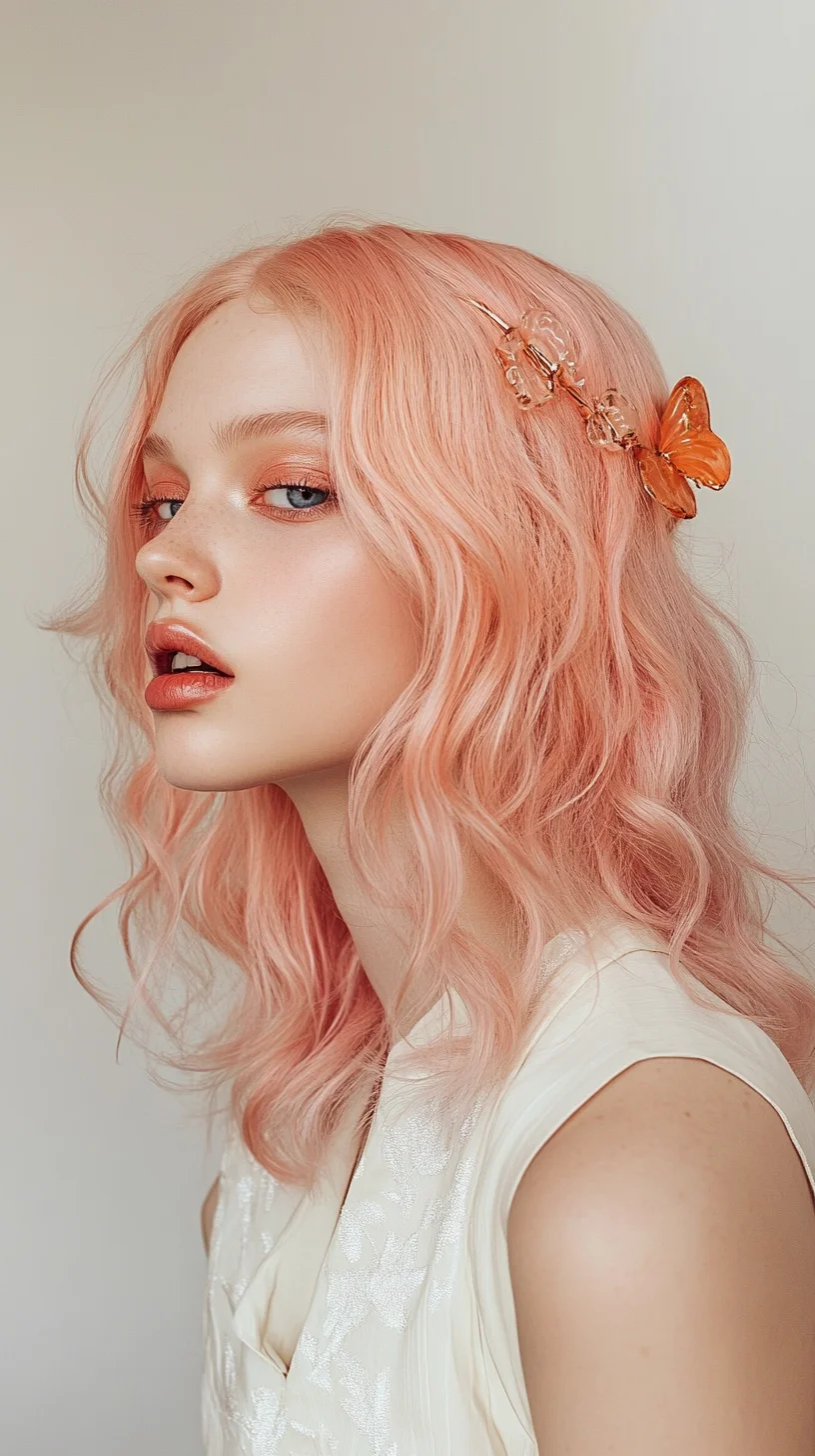 Embrace Soft Waves with Sweet Peachy Tones for Effortless Elegance