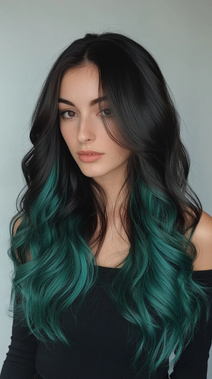 Embrace the Beauty of Dramatic Ombre Waves with Teal Highlights