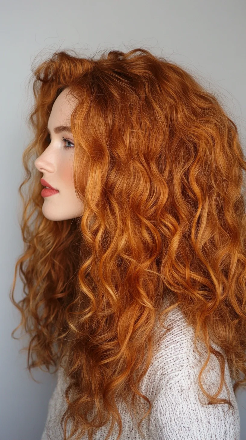 Embrace the Bold: Luscious, Voluminous Curls with a Fiery Twist