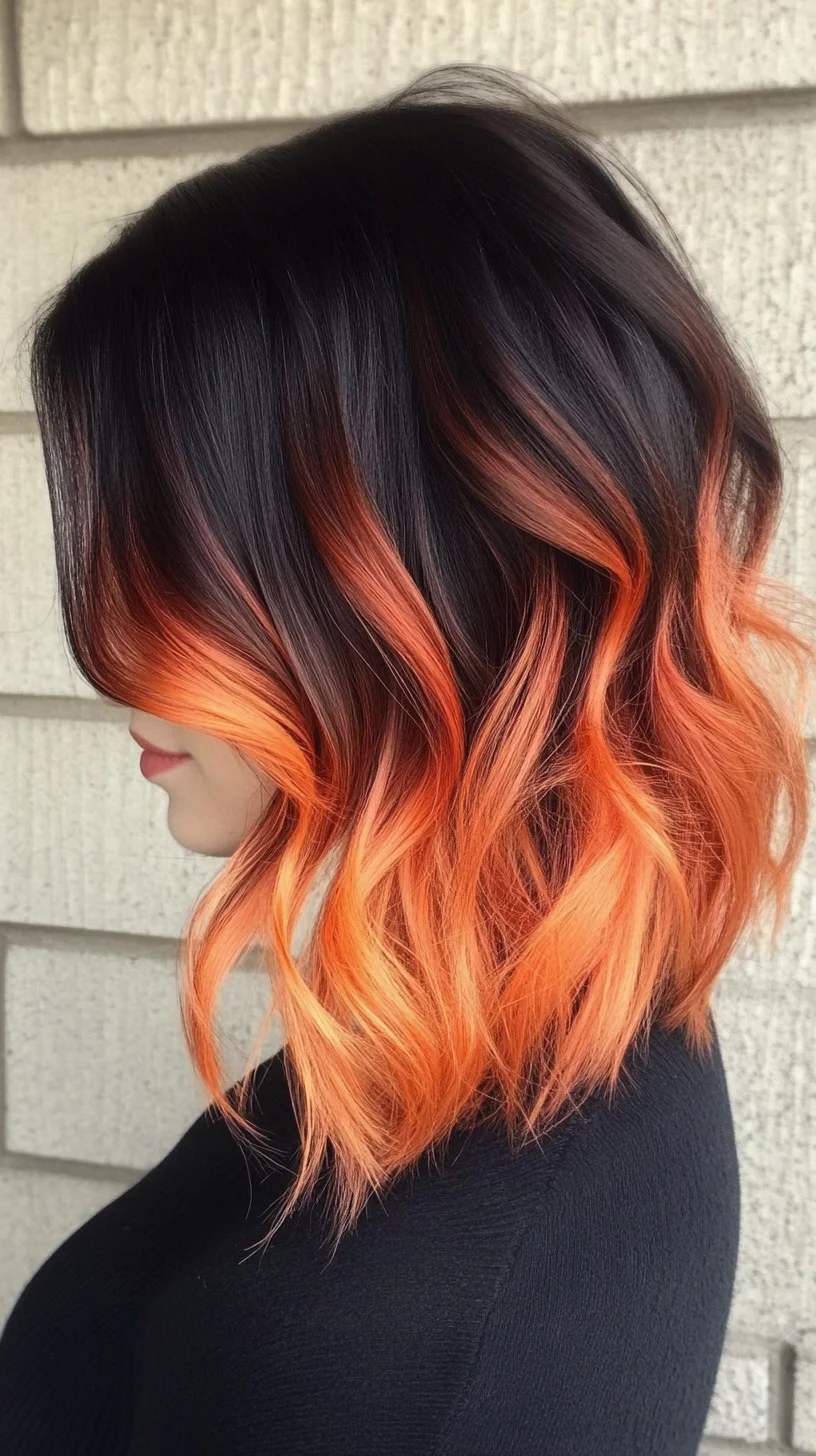 Embrace the Fire: The Trendy Ombré Wavy Lob