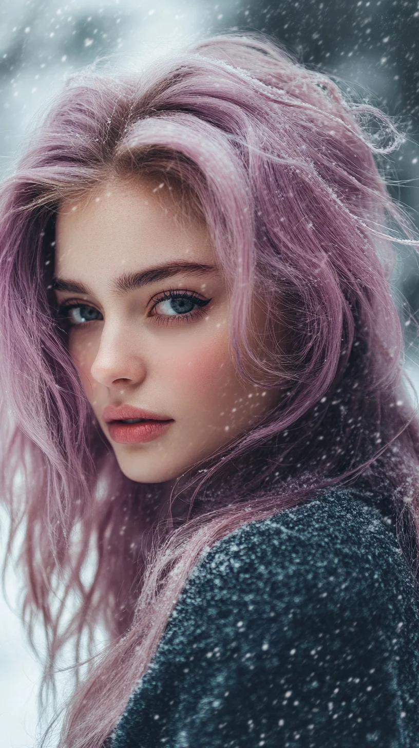 Embrace the Magic of Icy Lavender Waves: A Dreamy Winter Hairstyle