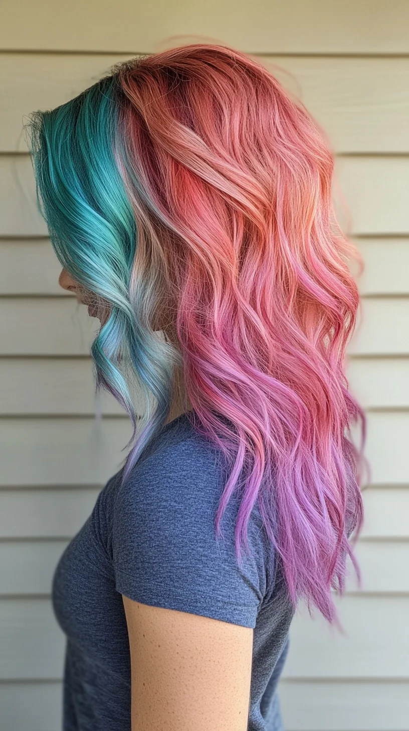 Embrace the Rainbow: Vibrant, Wavy Hair that Stands Out