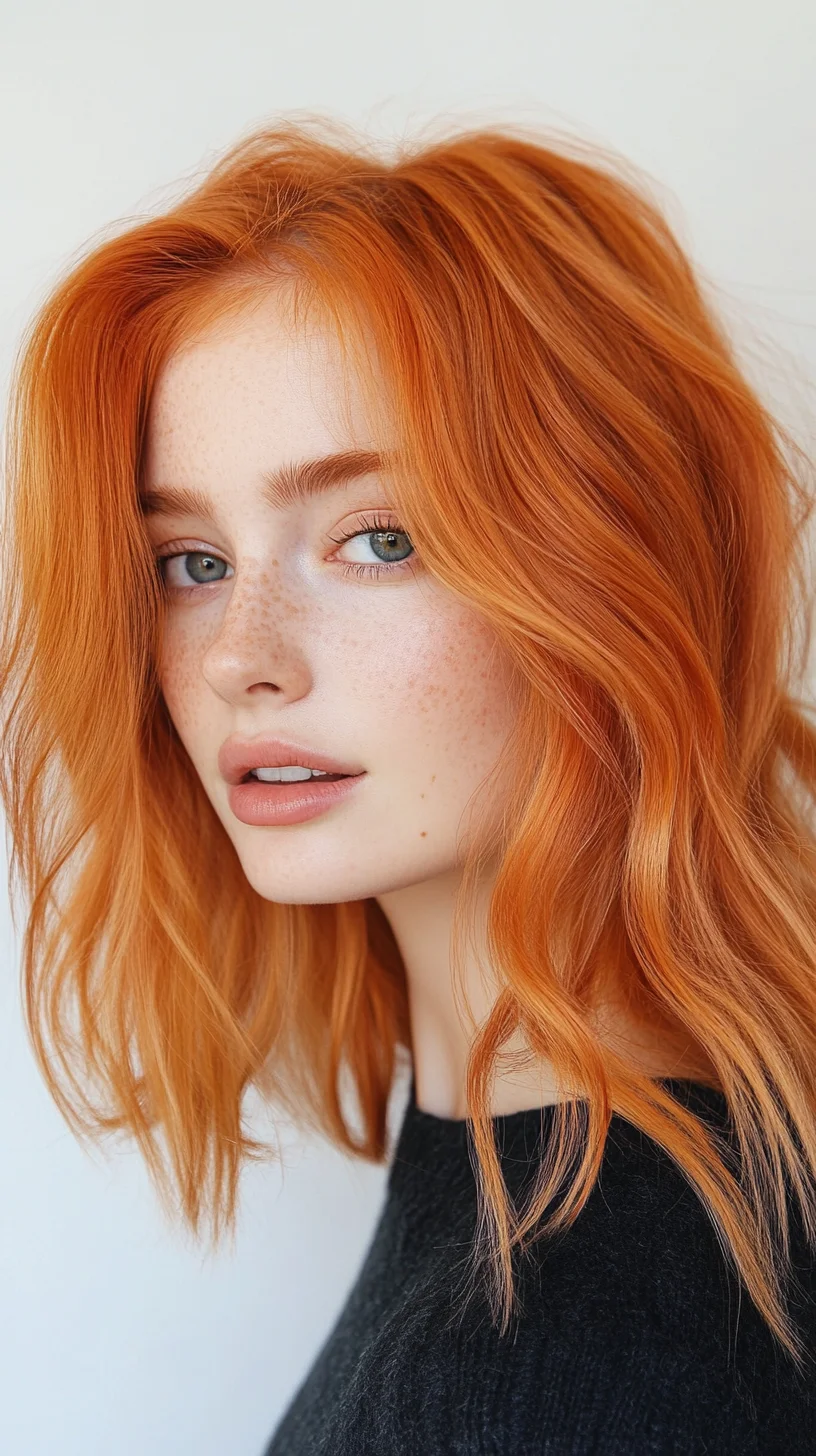 Embrace the Vibrance: Effortless Wavy Layers with Fiery Orange Hue