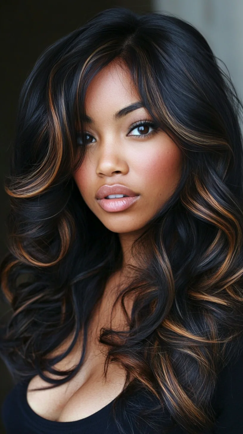 Glamorous Waves with Chic Highlights for Effortless Elegance