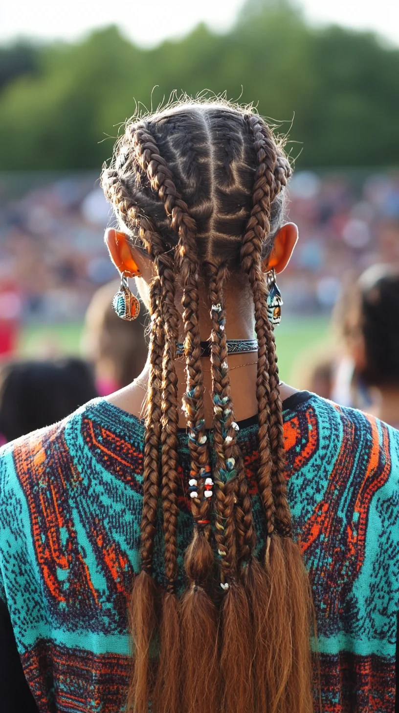 Intricate Cornrow Braids with Colorful Beads for a Bold Statement