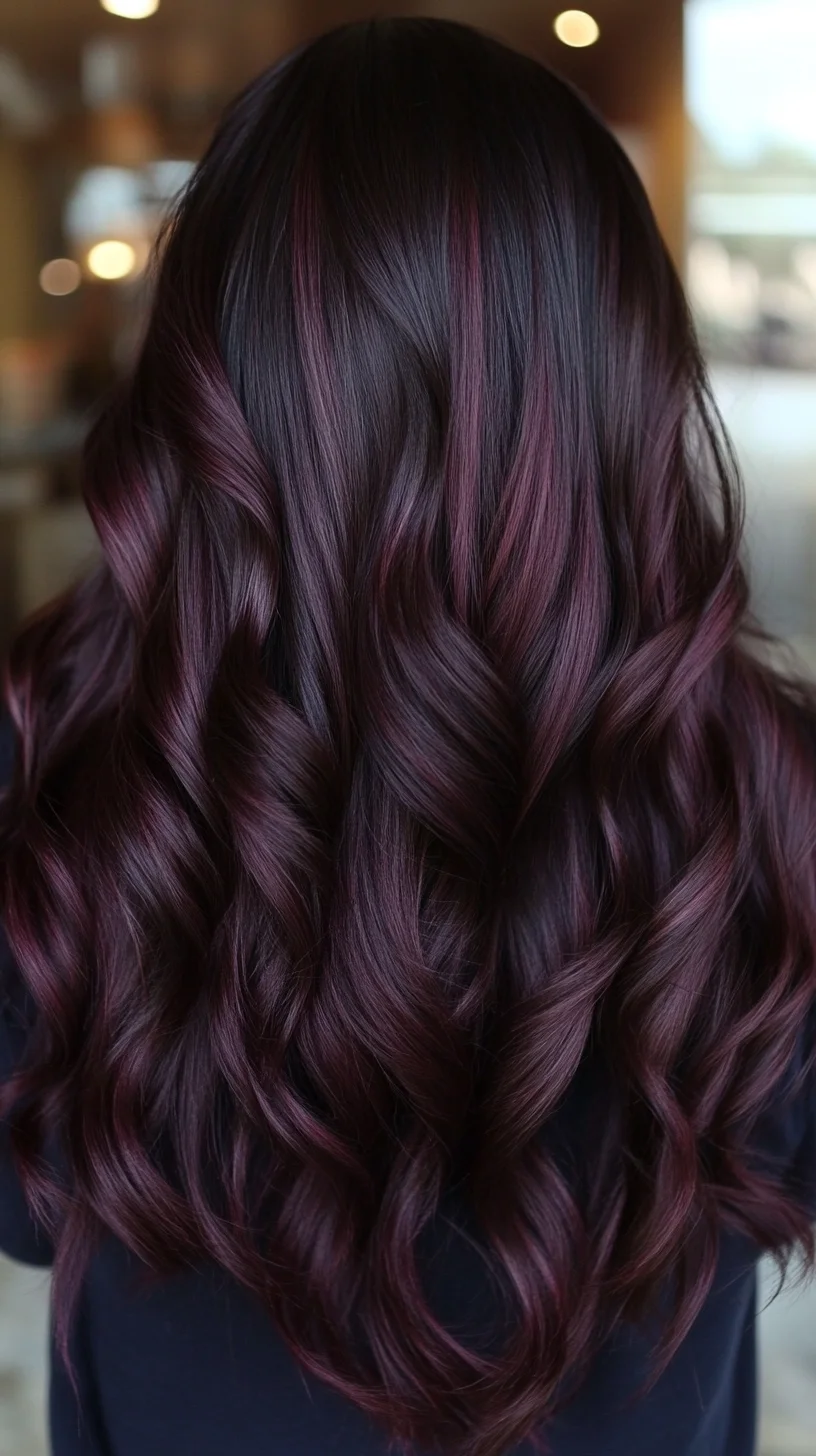 Luscious Waves with Bold Burgundy Highlights: A Striking Hairstyle Statement