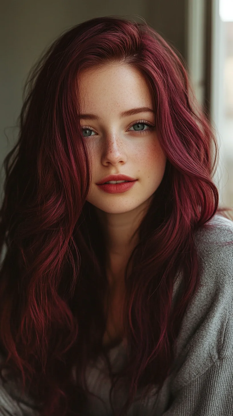 Lush, Vibrant Waves: A Bold Red Hair Statement