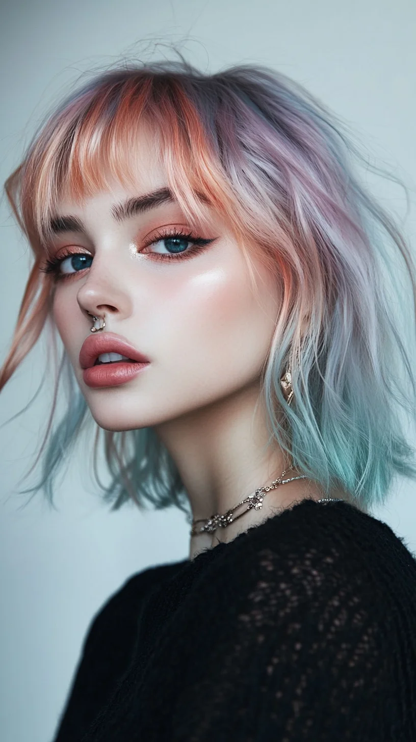 Trendy Pastel Bob with Bangs for a Fresh, Effortless Look