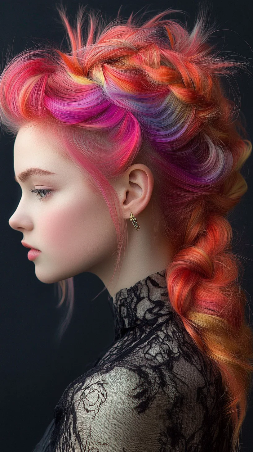 Vibrant Braided Mohawk: A Bold Expression of Color and Texture