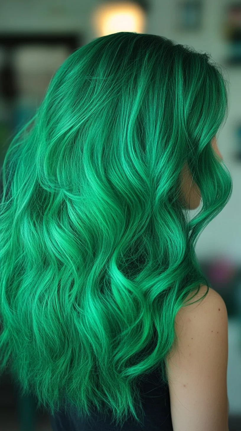 Vibrant Emerald Waves: A Bold Statement in Hair Fashion