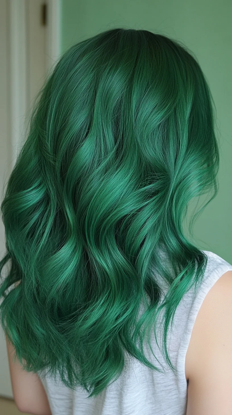 Vibrant Emerald Waves: Embrace the Bold Beauty of Green Hair