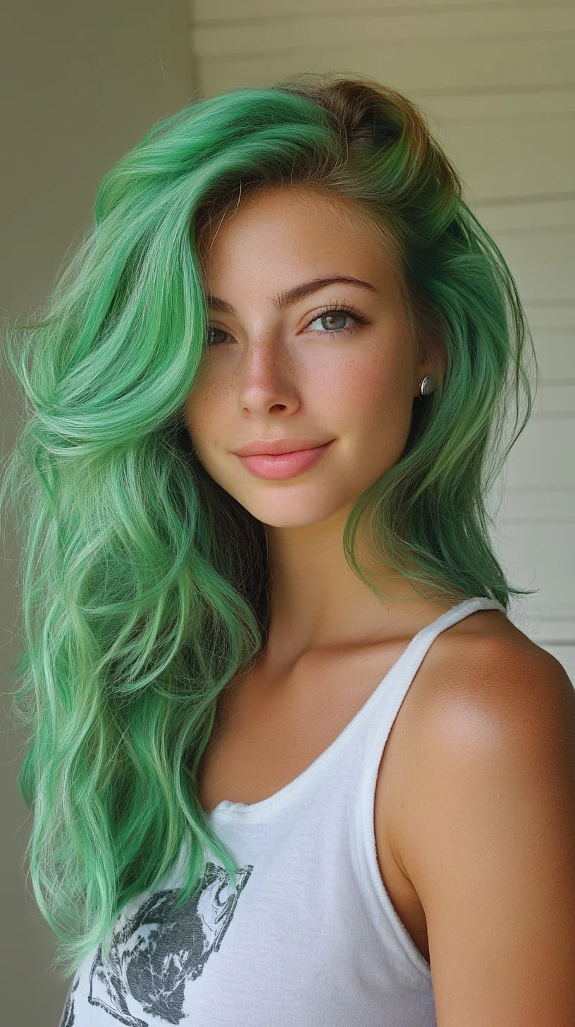 Vibrant Emerald Waves: The Bold Statement Hairstyle for Every Adventurer