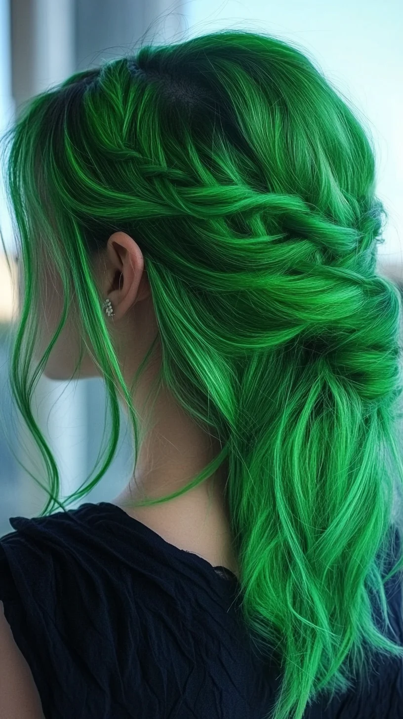 Vibrant Green Waves: A Bold and Playful Hair Statement