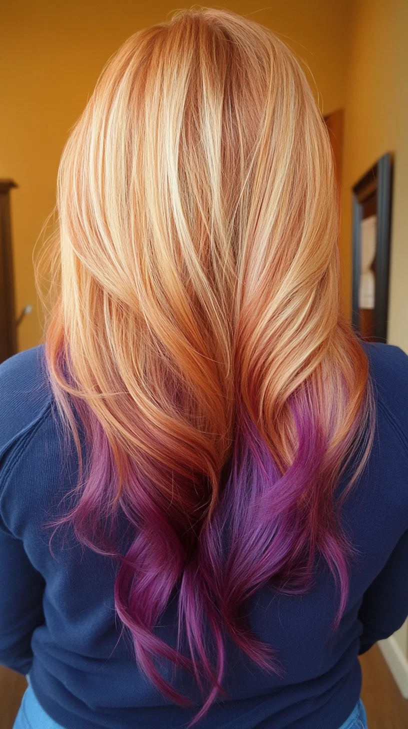 Vibrant Ombre Waves: A Bold Blend of Warm and Cool Tones