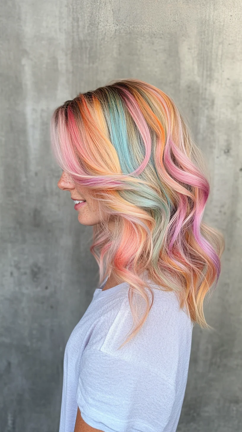 Vibrant Pastel Waves: The Ultimate Playful Hair Transformation