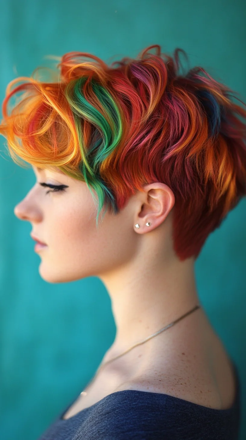 Vibrant Pixie Cut: A Bold Statement with Colorful, Effortless Waves