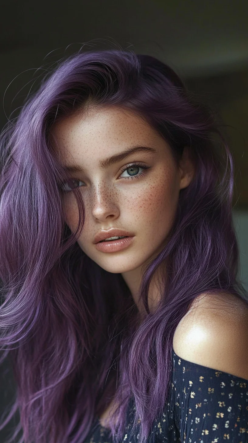 Vibrant Purple Waves: Effortlessly Chic and Eye-Catching Hairstyle