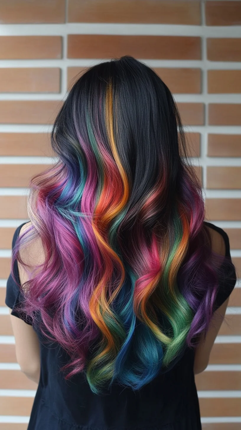 Vibrant Rainbow Waves: A Bold Statement Hairstyle