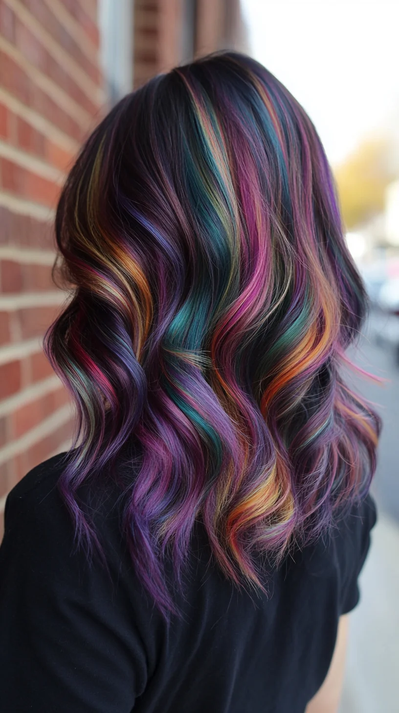 Vibrant Rainbow Waves: Embrace Bold Colors with a Fun, Flowy Hairstyle