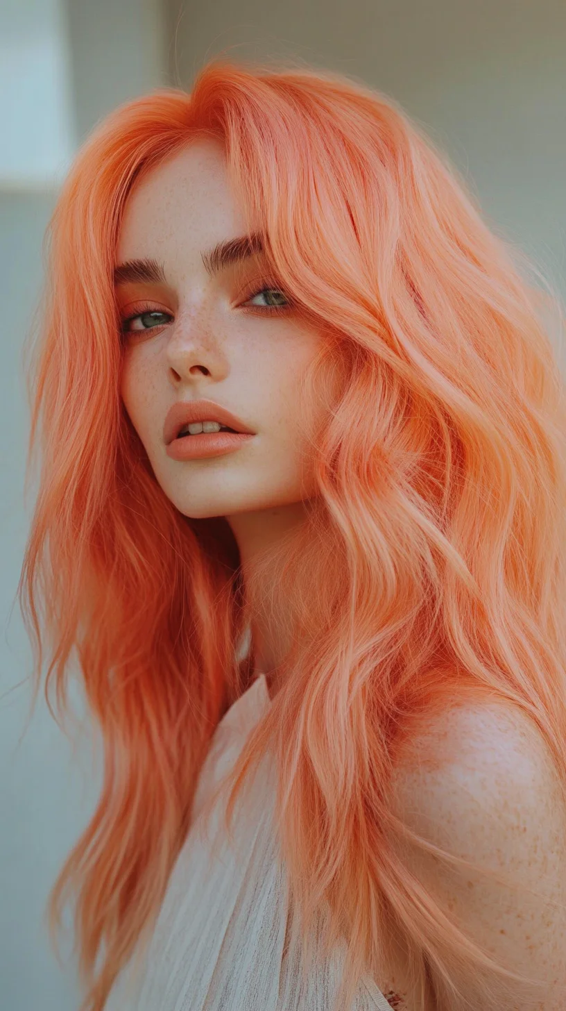 Vibrant Waves: Embrace the Boldness of Peachy Coral Curls