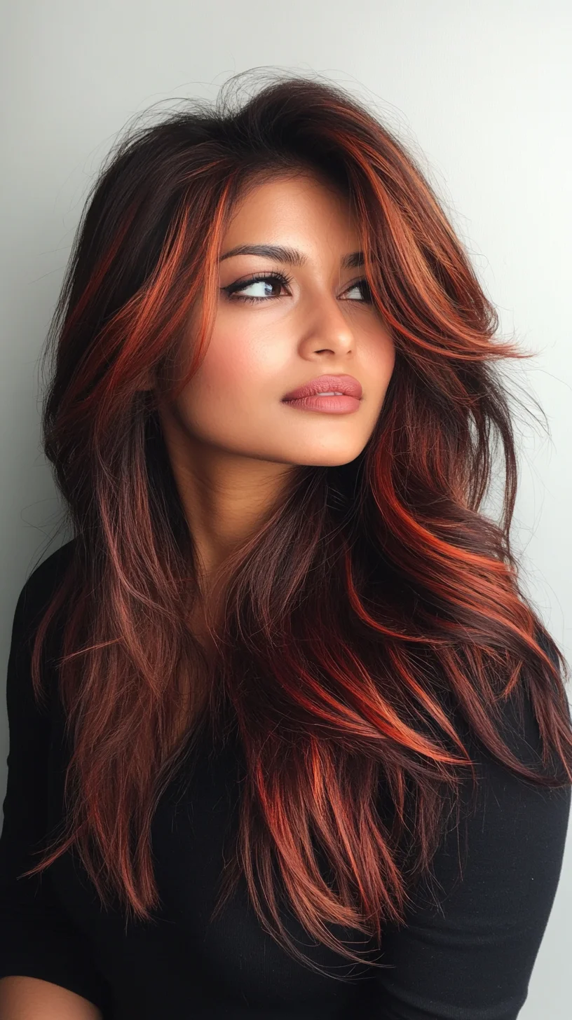 Voluminous Layers with Bold Copper Highlights for a Striking Statement